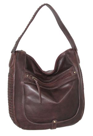 Nino Bossi Vintage Leather Woven Accent Hobo in Walnut