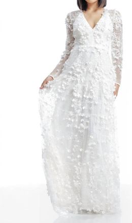Dress The Population Angelina 3D Floral Gown In White