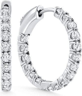 Pompeii3 2.05Ct Diamond Inside Outside Hoops 14k Gold Womens Earrings Lab Grown 1 Tall Size: 1 Tall