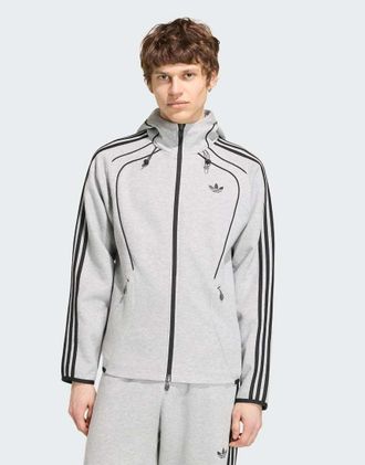 adidas Originals Spacer Teamgeist 26 Cutline - Felpa con cappuccio grigio m&eacute;lange medio con zip