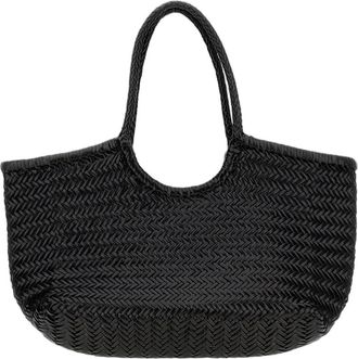 Dragon Diffusion Hand-Woven Black Soft Leather Big Tote Bag