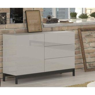 Dmora Credenza moderna a 1 anta e 3 cassetti, Made in Italy, Madia da cucina, Buffet di design da soggiorno, con piedini, cm 110x40h47, colore Antracite
