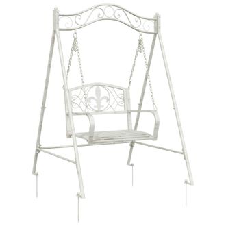 vidaXL Banco Columpio Acero 113 X 121,5 X 168 Cm Blanco Antiguo Vidaxl