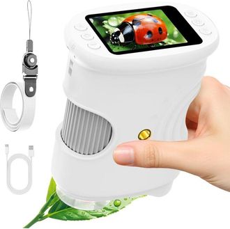 OEM Microscopio Digital Port&aacute;til Para Ni&ntilde;os Con Pantalla Ips De 2.0 Pulgadas, Recargable, 8 Luces Led Ajustables, Almacenamiento De Fotos Integrado, Minis