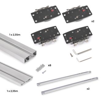Emuca Sistema Flow 2 De Superficie En Formato Kit Para Un Armario De 2 Puertas Correderas De Madera Apoyadas Con Cierre Suave - Emuca