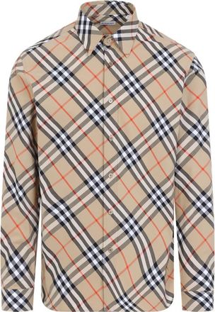 Burberry Sand Check Checkshirt - Heren - Casual Overhemden - Beige - L - Katoen - Overhemden
