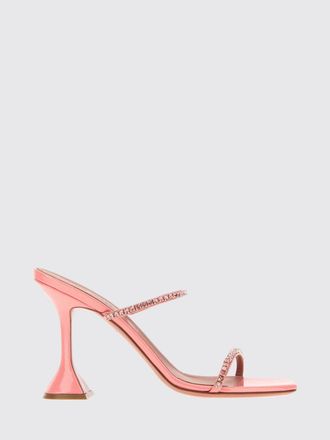 Amina Muaddi Patent Leather Gilda Mules with Crystals
