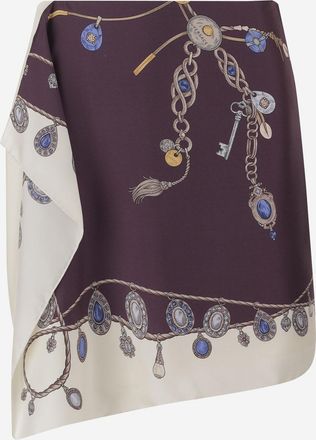 Versace Womens Skirt Printed Silk Twill Multicolour