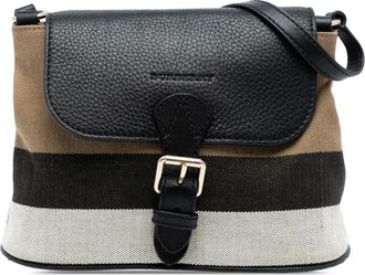 Burberry Borsa a tracolla Gowan in tela con motivo Mega Check e pelle di vitello pieno fiore 2000-2017 - Marrone