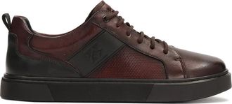 Kazar Bordeauxrode sneakers met geperforeerd bovendeel - Heren - Sneakers - Bruin - 44 EU - Leer - Schoenen