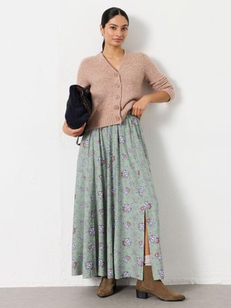 Fat Face FatFace Arla Green Dot Floral Midi Skirt