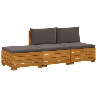 vidaXL Conjunto De Sof&aacute;s De Exterior Con Coj&iacute;n 3 Pieza Marr&oacute;n Vidaxl