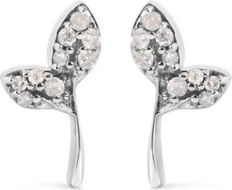 House of Brilliance 925 Sterling Silver 1/16ct TDW Diamond Leaf Earrings at Nordstrom
