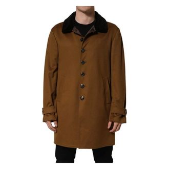 Dolce & Gabbana Brown Cashmere Mink Fur Men Overcoat Jacket - male - Dolce & Gabbana - Cashmere Knitwear - Brown - M - Knitwear