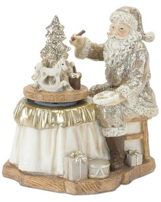 Melrose International Set Of 2 Santa With Spinning Christmas Tree