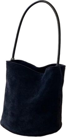 Generic Vintage Tassel Ladies Bucket Shoulder Bags Small Matte PU Leather Lady Handbag Suede Female Totes Bolsos(Black)