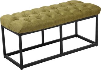 Clp Banco con patas de metal y asiento en Tela Verde