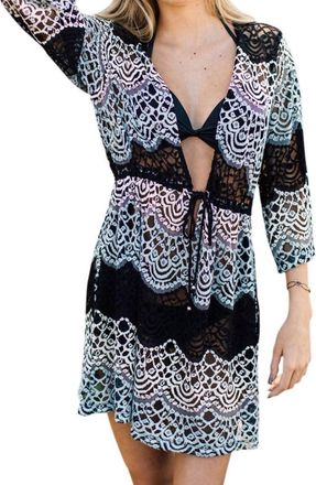 J. Valdi Lace Tie Front Tunic In Black