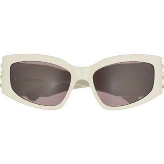 Balenciaga 57mm Rectangular Sunglasses in Ivory Ivory Grey at Nordstrom Rack
