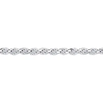 Jewelco London Sterling Silver Diamond-cut Solid Rope Chain Necklace 4mm | Size: 20 inches
