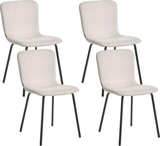 Beliani Set of 4 Dining Chairs CALDWELL Fabric Light Beige