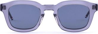 Thom Browne Grijze Satijnen Kristal Rechthoekige Zonnebril - Heren - Zonnebrillen - Grijs - ONE Size - Satijn - Accessoires