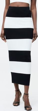 French Connection Stripe Knit Skirt in Black/Summer White at Nordstrom Rack, Size X-Large