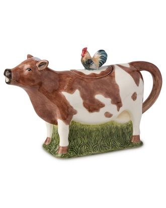Certified International Vintage Farm Cow Teapot