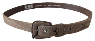 Costume National Mens Brown Leather Logo Buckle Waist Belt