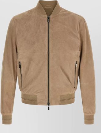 Pal Zileri suede bomber jacket ribbed cuffs hem