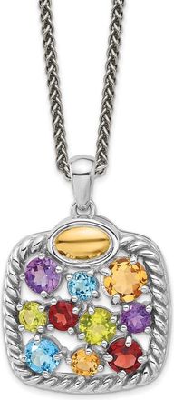 Diamond2Deal Sterling Silver Rhodium-plated with 14k Accent Gemstone Pendant Necklace