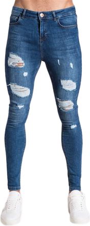 Generic JIER Mens Stretch Slim Fit Ripped Denim Pants Destroyed Stretch Regular Fit Jeans Skinny Stretch Distressed Trousers (Blue,XL)