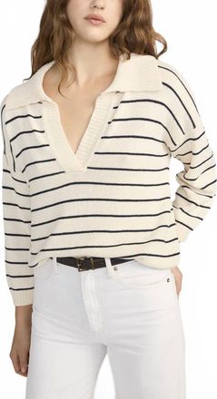 Frame Denim Stripe Eazy Pullover Sweater In Beige