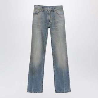 Maison Margiela Straight-leg high-waist cotton jeans in medium blue