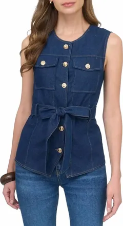 ZOE AND CLAIRE Austin Vest In Denim