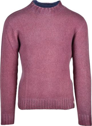 Bob Blue/Bordeaux Virgin Wool Two-Tone Crewneck Sweater