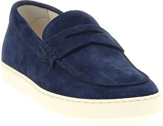 Brunello Cucinelli Mens Blue Calfskin Slip-On Loafers