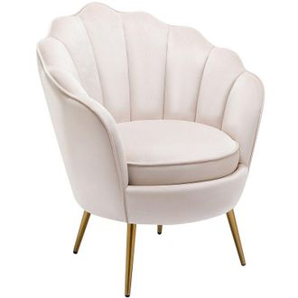 Vente-Unique Vente-unique - Poltrona conchiglia in Velluto Beige - lalea