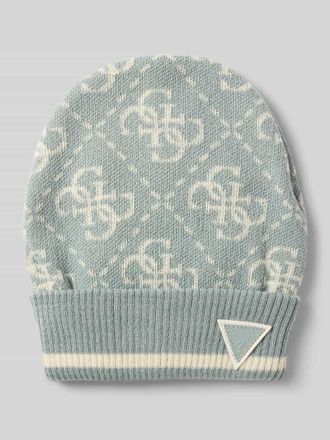 Guess Beanie mit Label-Patch Modell MARZIA in Mittelgrau, Größe 1