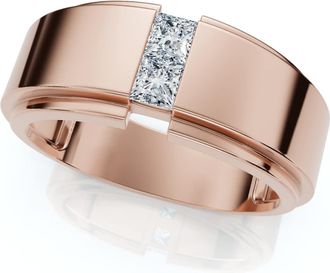 Pompeii3 1Ct Mens Princess Cut Diamond Tension Set Wedding Ring 14k Gold Lab Grown