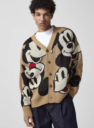 Le 31 Mens Mickey Mouse jacquard Cardigan Sweater Imported from Seoul