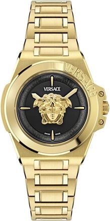 Versace Horloge Vrouwen Hera Ve 8D00624 Goud Zwart - unisex - Horloges - Geel - ONE Size - Accessoires