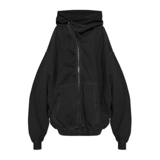 Rick Owens Felpa con zip asimmetrica - - Sweatshirts & Hoodies - Donna - Nero - ONE SIZE