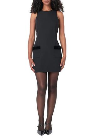 endless rose Velvet Bow Detail Minidress in Black at Nordstrom, Size Medium