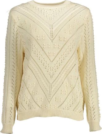 Kocca Witte Longsleeve Geborduurde Top - Dames - Ronde hals truien - Wit - S - Truien & Vesten