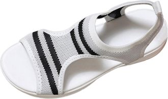Generic Women Summer Beach Sport Sandals Open Toe Breathable Mesh Elastic Casual Walking Footwear with Soft Sole Comfort (White, 5.5)