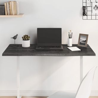 Berkfield Home Table Top Dark Grey 100x60x2 cm Treated Solid Wood Oak | Size: 100 x 60 x 2 cm