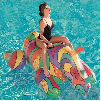 Trade Shop Trade Shop - Rinoceronte Fashion Cavalcabile Gigante 201 X 102 Cm Gonfiabile Multicolore
