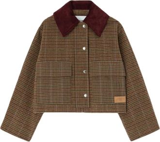 Ganni Contrast Collar Jacket - Dames - Jassen - Bruin - Maat: 2Xs/Xs Wol