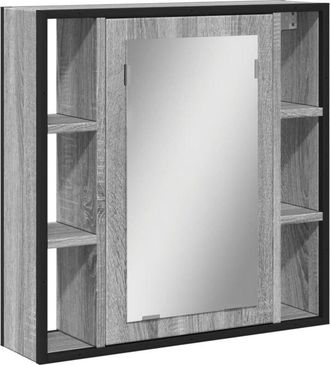 vidaXL Armario con espejo de baño madera gris Sonoma 60x16x60 cm Vidaxl
